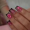 24 Piezas/Set Uñas Postizas Cuadradas Cortas Kit de Uñas Postizas Decoradas con Pedrería DIY para Mujeres, Kit de Arte de Uñas para Fiesta de Niñas Suministros para Uñas