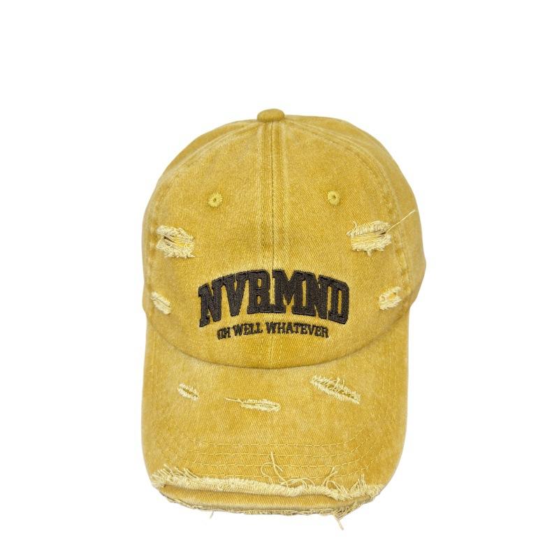 European and American letter embroidery soft top baseball cap men and women street fashion old ripped cap showing small face