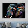 Ritratto Moderno Faccia di Elefante con Pittura su Tela con Pittura Colorata Poster di Elefanti Arte da Parete per Decorazione Soggiorno