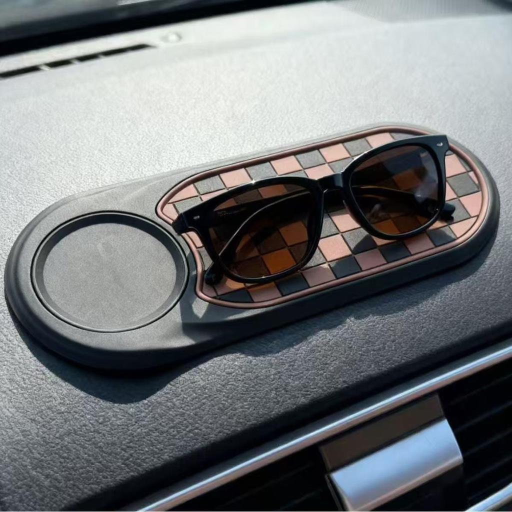 Car Anti-slip Phone Holder with Strong Suction and High Temperature Resistance, Multi-functional Vehicle Ornament and License Plate Storage
