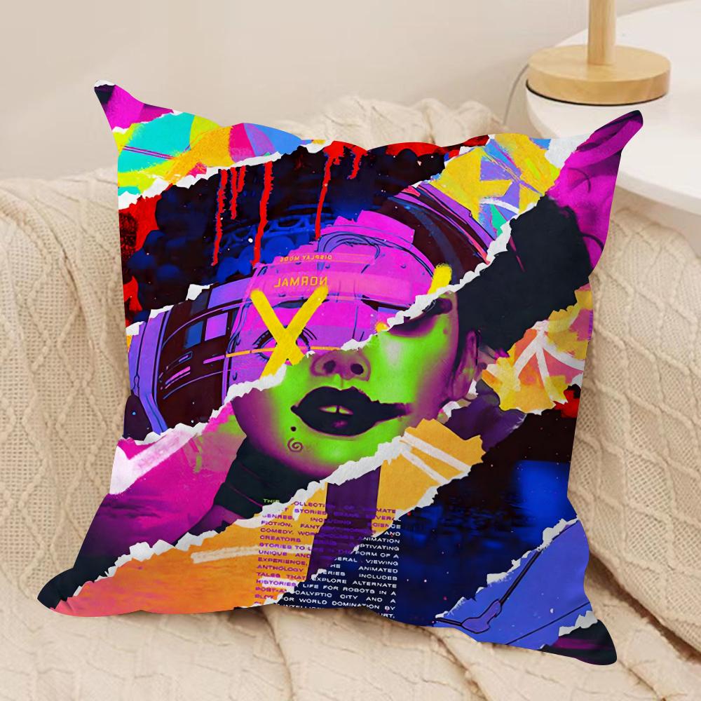 Love D-Death Robots Cushion Cover Silky Short Plush Double-Sided Printed Pillow Case for Sofa All Seasons Home Decor Gift
