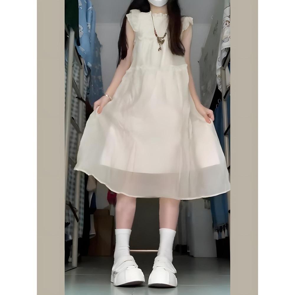 Xiaofei sleeve white girl casual dress children's summer new temperament seaside vacation fairy long dress