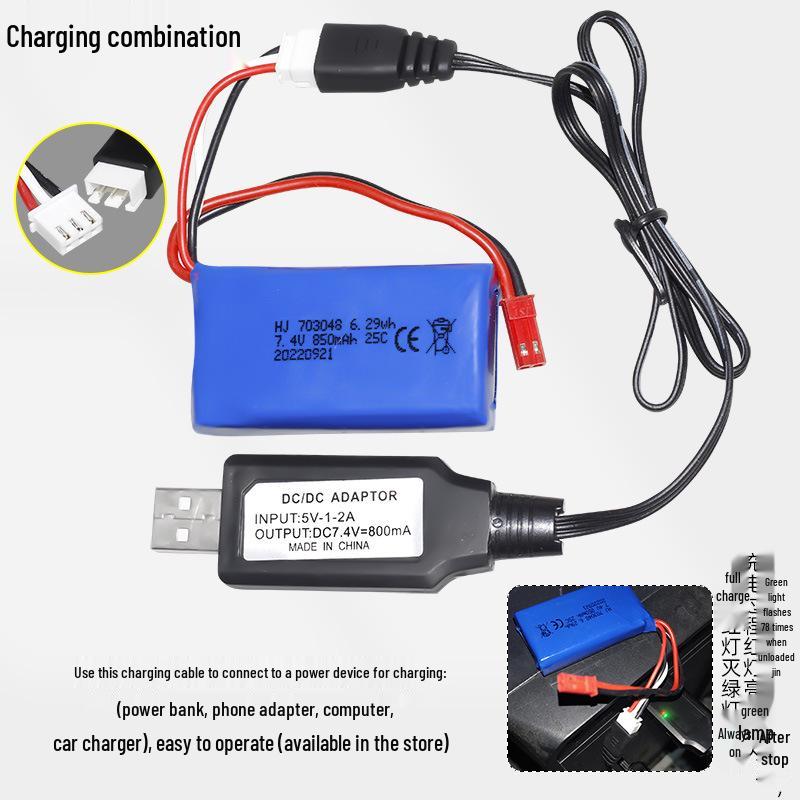 7.4V 850mAh Lithium Battery for Weili V912/V262/V333/V353/BQ202.