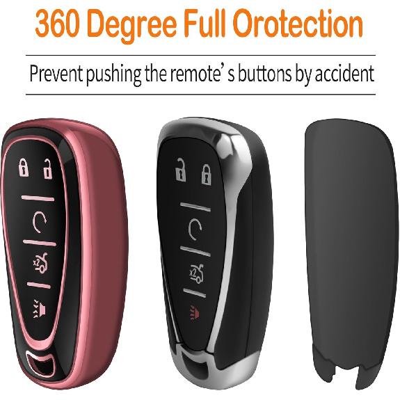Sindeda For Chevrolet Key Fob Cover With Keychain Soft Full Protection Key Shell Key Case Compatible With 2016-2025 Chevy Equinox Malibu Spark Cruze