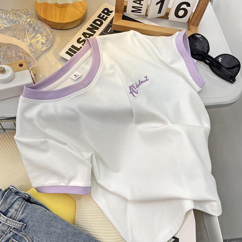 

High-Waisted Women s Summer 2025 Slimming Korean Style Short-Sleeve T-Shirt M [within 45kg]