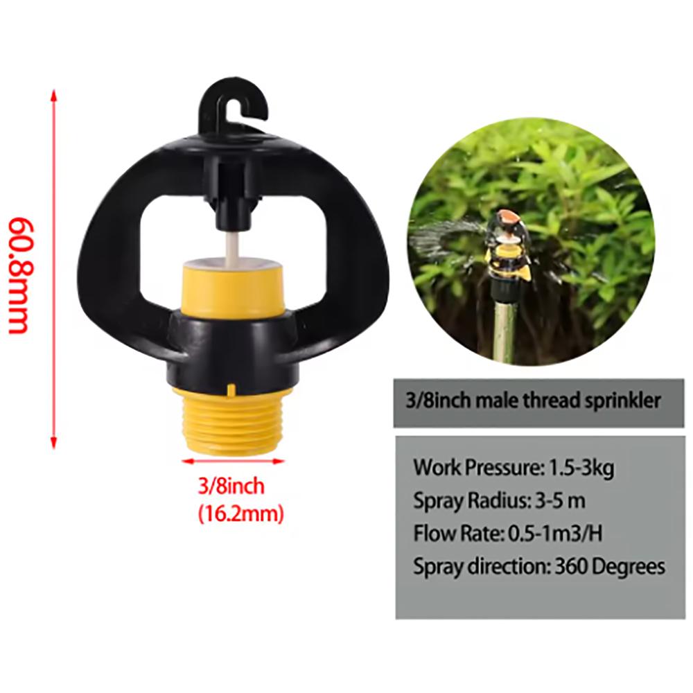 5Pcs 1/2” 3/8"Male Thread Rotary Mini Nozzle Garden Flower Bed Irrigation Refraction Sprinkler Rain-like Lawn Watering Sprayer
