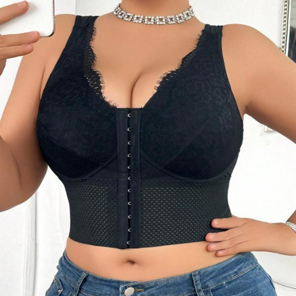 Women's Body Shaping And Slimming Zipper Shapewear, Enhanced Version, Three- Button, And Lifting, Lace Hollow Out Breathable