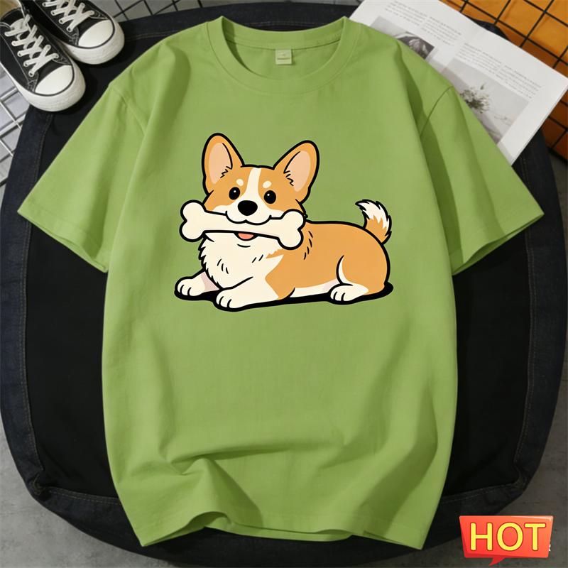 Cute Corgi Graphic T Shirts Summer Fashion Short Sleeve Funny Dog 3D Printed Crew Neck T-shirts Loose Breathable Unisex Tees