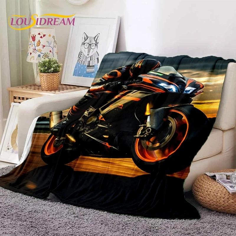 Motocross Modern Retro Motorcycle Soft Flannel Blanket for Bed Bedroom Sofa Picnic,Throw Blanket for Cover Outdoors Leisure Gift