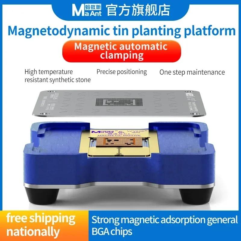 MAant C1 Magnet Tin Planting Platform For iPhone A8-A19 QUALCOMM HS EMMC Motherboard CPU BGA Welding Reballing Stencil Tools Set