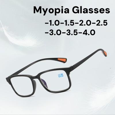Ochelari Ultralight Anti Lumină Albastră pentru Miopie Bărbați Femei Cadru Pătrat Confortabil Ochelari pentru Vedere de Aproape Ochelari Finisați cu Lentile Minus