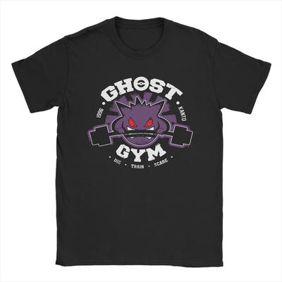 Ghost Gym T Shirt for Men Cotton T-Shirt Gengar Kaiju Japan Style Pocket Tee Shirt Short Sleeve Clothes Gift Idea