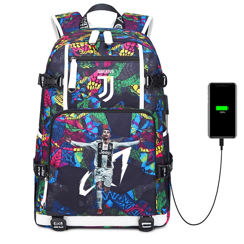 Football Star Cr7 Peripheral Personality Print Youth Backpack Large Capacity Leisure Travel Bag