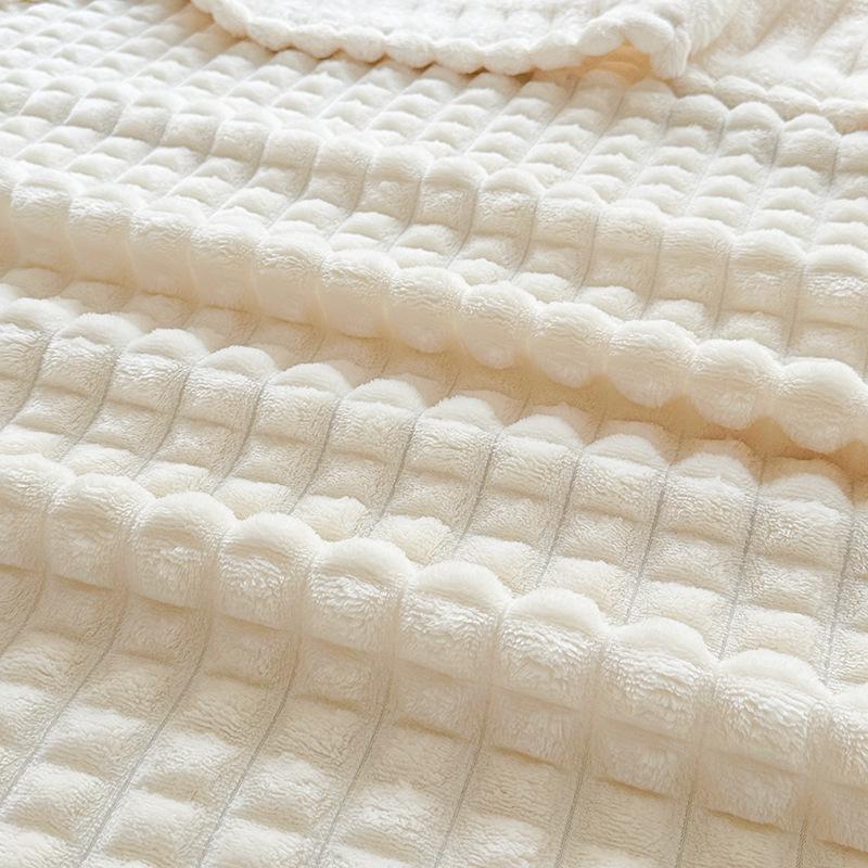 Plaid Faux Fur Rabbit Hair Striped Blanket for Sofa or Office Use