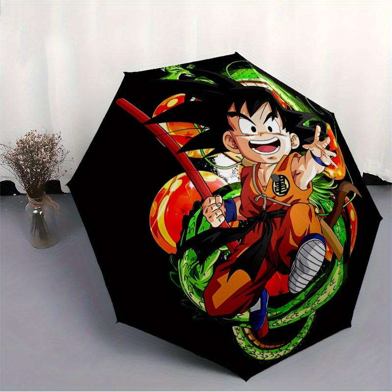 Goku Automatic Umbrella - Foldable with 8 Iron Ribs, Portable for Outdoor, Gift, Outdoor Umbrell, Playful Accessory, Durable High Quality, I