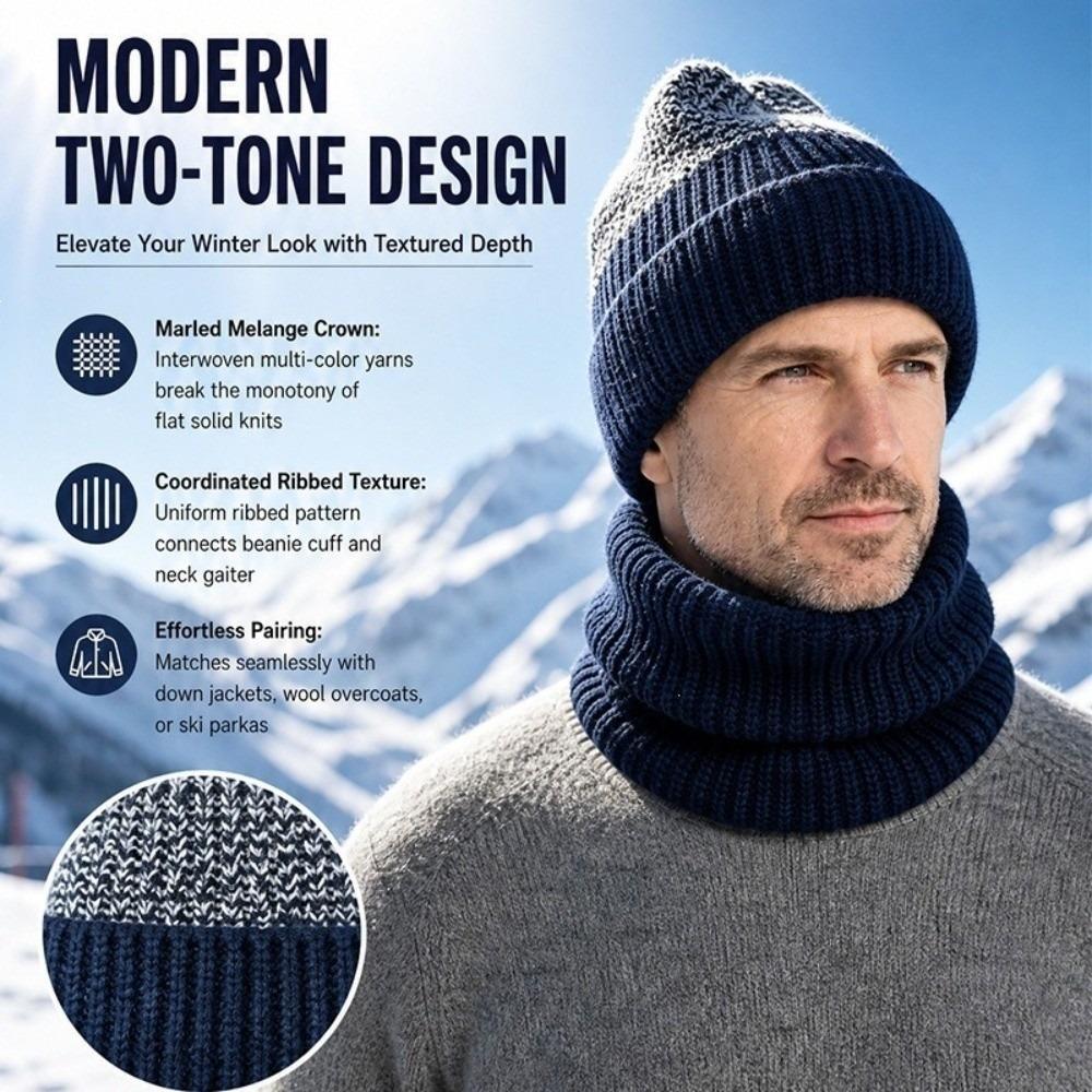 Windproof Neck Warmer Thick Knit Knit Cap Thick Winter Scarf Set Fishing