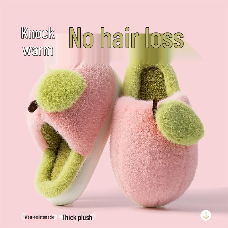 Женские милые пушистые зимние толстоподошвенные плюшевые домашние тапочки 40-41 розовый