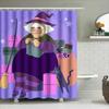 Colorful Halloween-Themed Shower Curtain With Witch Design For Bathroom Decor Purple Starry Sky Background Included #Bathroomacc