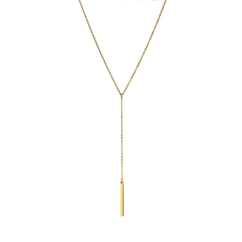 European-American 18K Gold Plated Y-Shaped Vertical Bar Necklace for Women