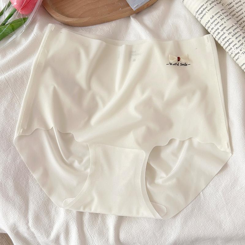 

Female Spring and Autumn Pure Cotton 5A Antibacterial Ice Silk Speed Dry Not Clip Hip No Trace of A Piece of High Waist Triangle Briefs XL білий