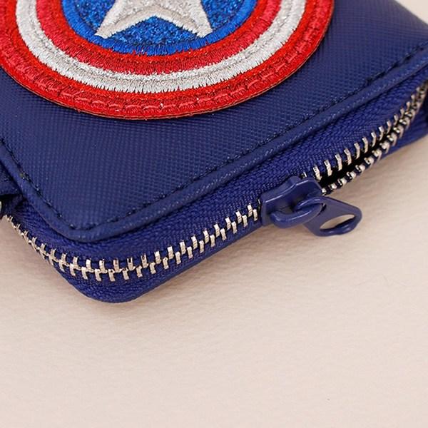 Marvel Captain America Glitzer-Riemen-Geldbörse für Münzen, Transportkarten, Reißverschluss-Typ, 2-fach gefaltete Halb-Geldbörse, Gruppengeschenk