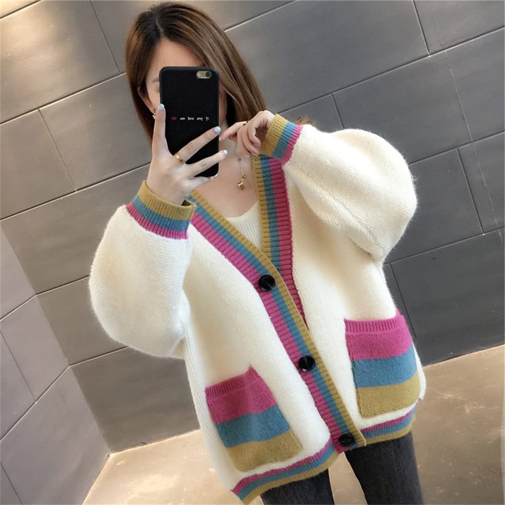 JINZUOMA Cardigan Sweater Knit Cut and Cold Loose Everyday Wear One Women's Coat, Coat, Jacket, Outerwear, Top, Sewn, Spring/Autumn, Soft, Warm,