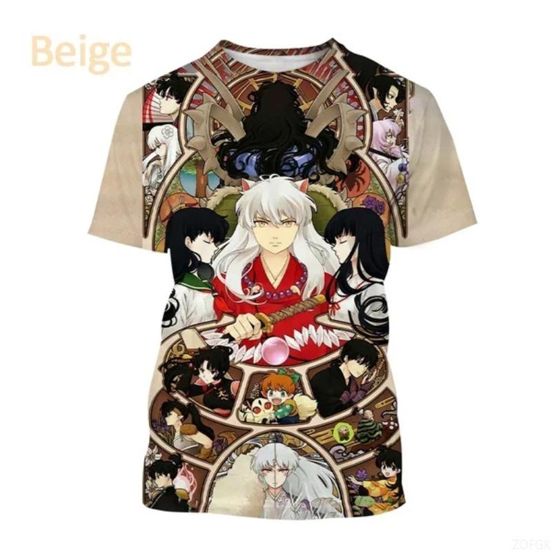 Summer Anime Inuyasha 3D Printing Personalized T-shirt Men and Women Japanese Harajuku Style Casual Round Neck Short-sleeved