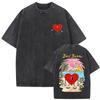 Camiseta Gráfica Bad Bunny Un Verano Sin Ti Vintage Lavada Moda Masculina Oversize Streetwear Femenina Camisetas de Algodón de Alta Calidad