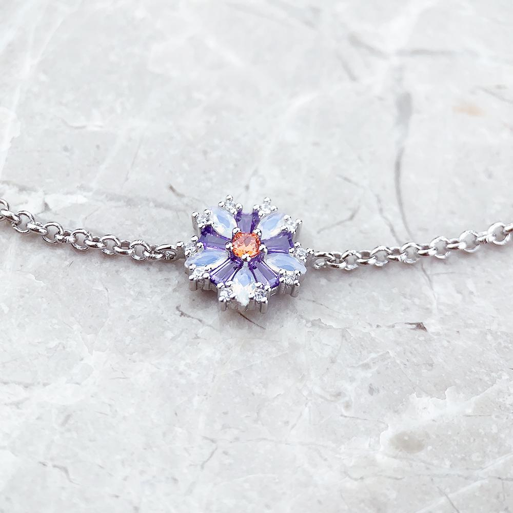Bracelet Flowers Colourful Stones Spring New Link Chain 925 Silver Jewelry Lucky Gift For Women