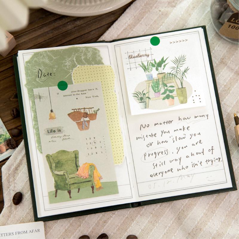 Retro Hand-Painted Style Sticky Notes for Warm Home Diaries and Collages