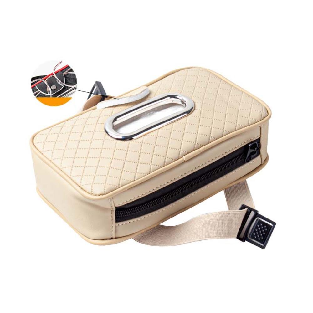 Multi-Functional Car Visor Tissue Box Thickened Car Center Console Tissue Dispenser  Travel бежевый