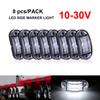8 Pcs 10-30V Clear White Color LED Side Marker Lights Warning Tail Light Auto Trailer for Truck Auto Lorry Lamp