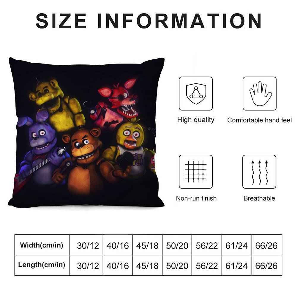 Five N-Nights At F-Freddys Pillow Case Plush Fabric Soft Double Sided Print Sofa Cushion Cover Throw Pillow Covers