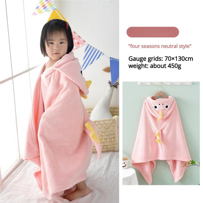 Coral Fleece Cartoon Children's Hooded Bath Towel Baby Shower Absorbent Cloak Baby Cute and Wearable Big Cloak