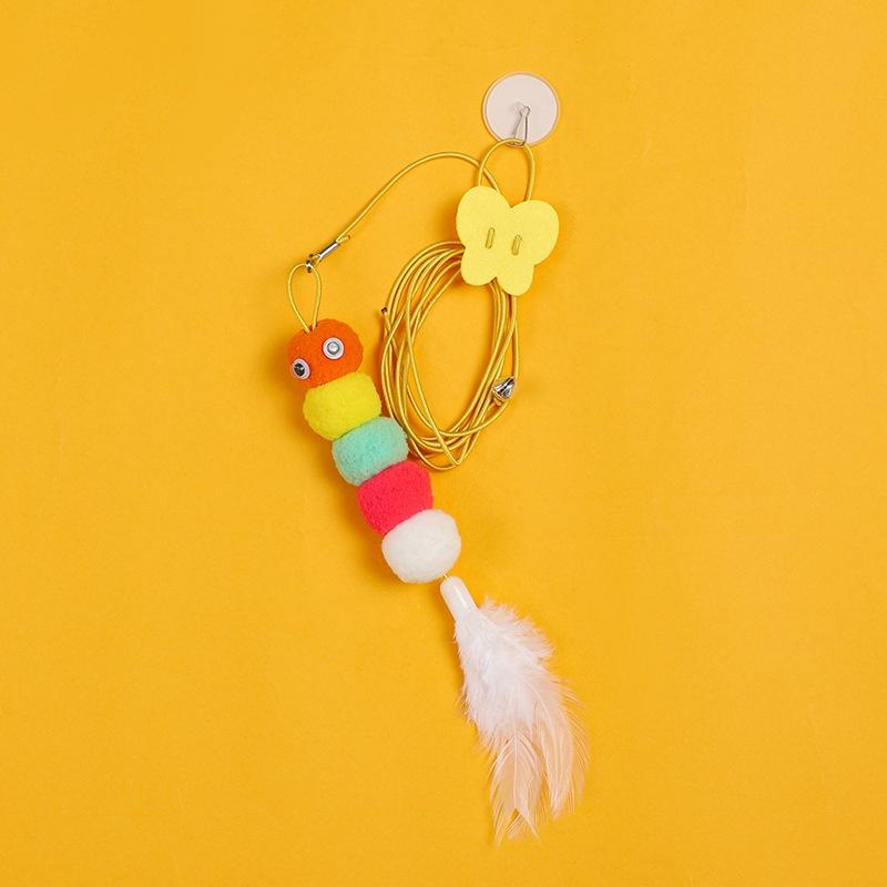 Interactive Elastic Funny Stick Kitten Toy Feather Bell Hanging Swing Kitten Teasing Accessories Long Rope Cat Supplies Pet