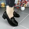 Soft Leather Single Shoes Women's Spring and Autumn 2025 New Round Head Thick Heel Medium Heel Women's Shoes Soft Sole Foot British Loafers