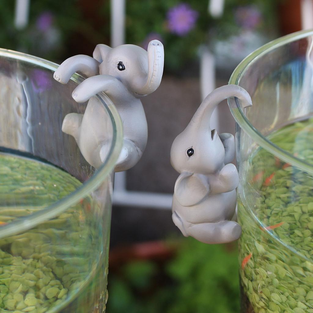 2pcs Elephant Flower Pot Ornaments Cute Hanging Flower Pot Decoration Pendant Cartoon Animal Statue Outdoor Garden Bonsai Decor
