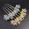 Korean Rhinestone Cat's Eye Flower Hair Comb Hairpin Clip Hair Accessory