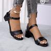2026 Women's Fashion Chunky Sandals Summer New Round Head Open Toe Line with Anti-slip Wear-resistant High Heels