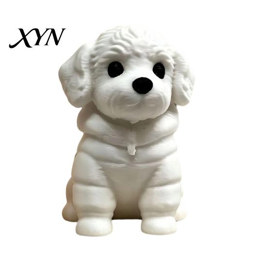 Matte Textur Hundefigur 3D-gedruckte sitzende Figur, Mini-weiße Statue für Schreibtisch Form Zimmerdekoration Dekor, Modernes Tierornament Zuhause