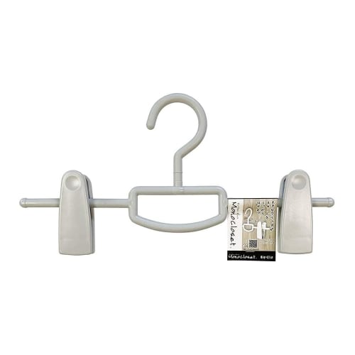 Shinko Hanger Skirt Hangers, 34cm Wide, with Large Clips and Rotating Hooks, Stylish, Fits Skirts, Slacks, and Pants, Made In Japan, Gray, Set of 5