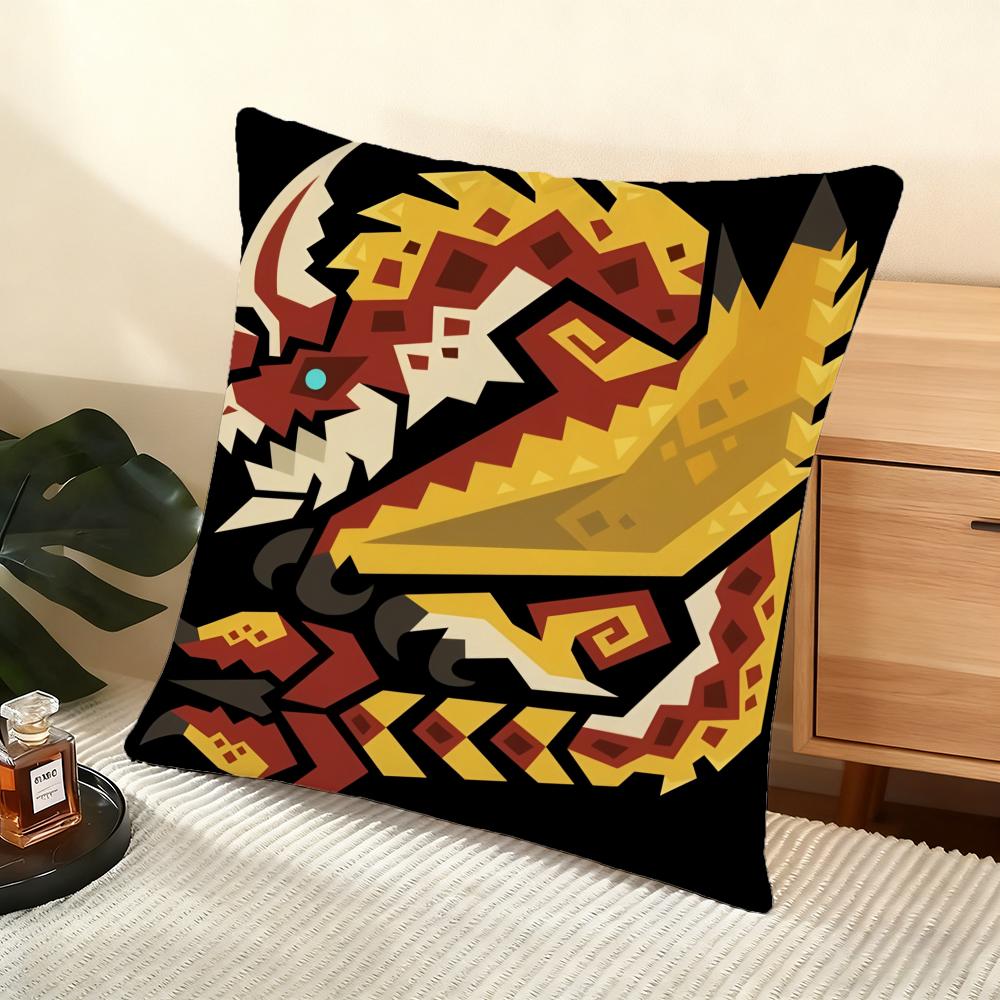 Game Mmonster Hunter Wilds Cushion Cover Soft Short Plush Pillow Cover Smooth Cozy Texture Aesthetic Cushion Case Home Decor