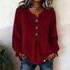 Women's V-Neck Velvet Long Sleeve Button Down Blouse Top for Work or Evening Out
