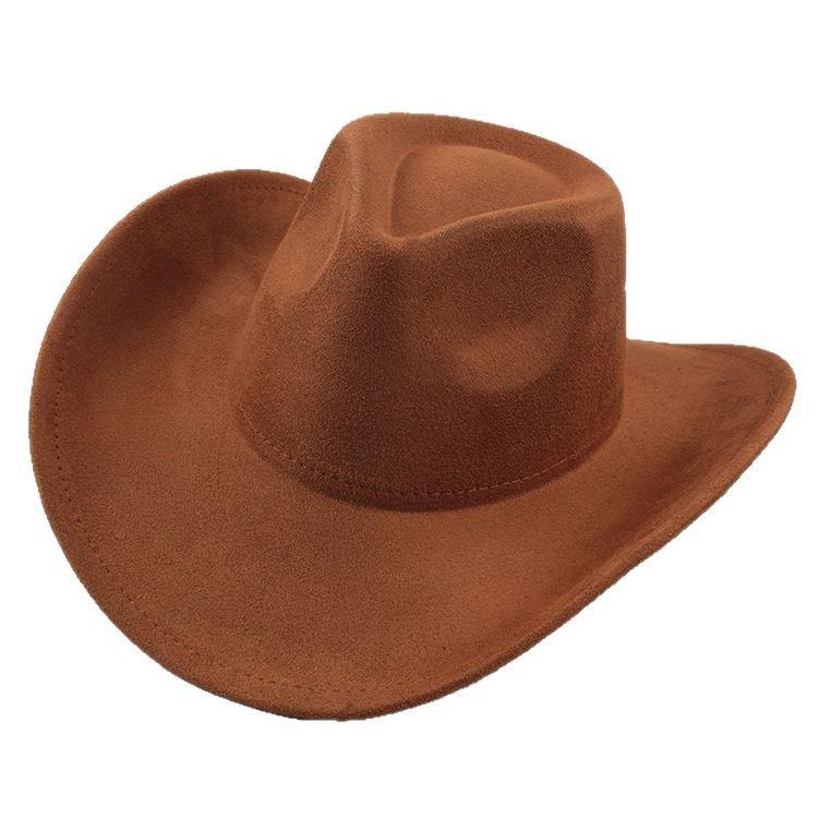 Western Cowboy Style Tibetan Bull Head Accessories Fashion Top Hat Autumn/Winter New Collection Deer Skin Velvet Large Edge Riding Hat