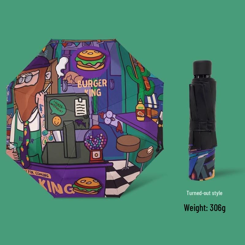 

Автоматический зонт двойного назначения: Женский складной зонт премиум-класса с затенением черным клеем, защитой от УФ-лучей, компактным дизайном