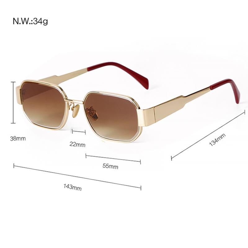 Retro Gold Metal Punk Square Sunglasses for Women Men  Brand Designer Fashion Classic Green Lens Rectangle Sun Glasses UV400