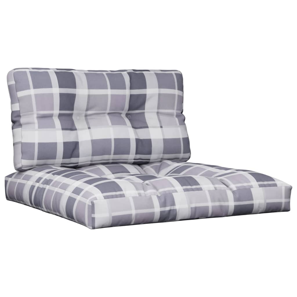 2 Piece Pallet Cushions Gray Checkered Pattern Fabric