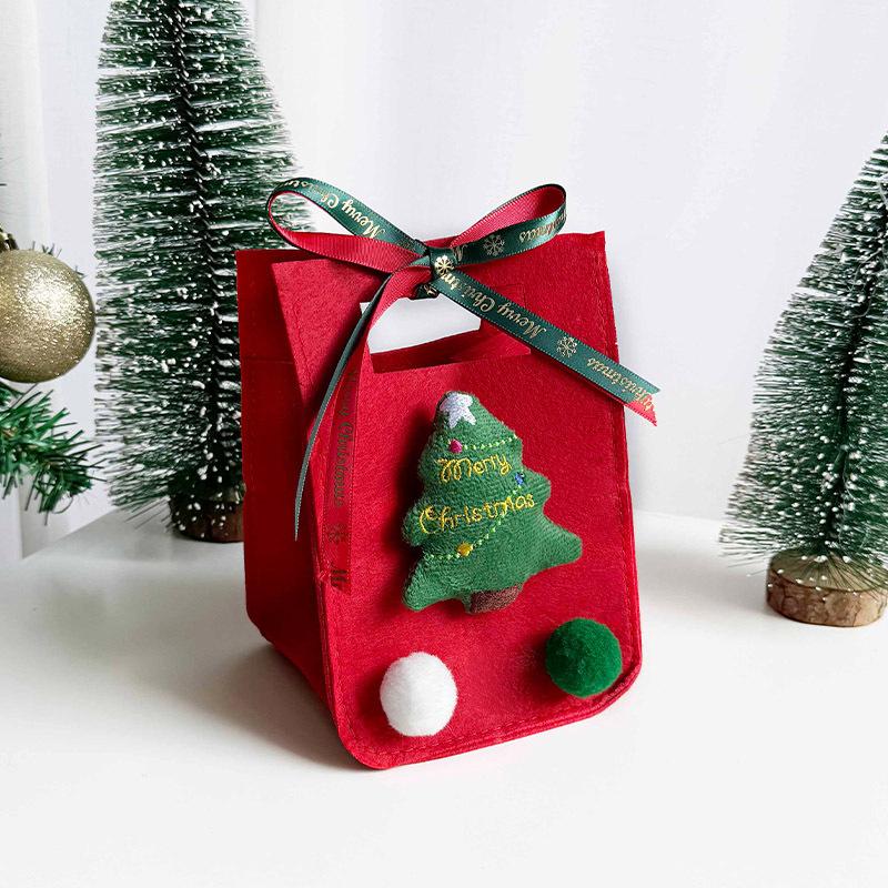 

Christmas Gift Bag, Gift Bag, Handbag, Large Cloth Bag, Christmas Eve Tote Bag, Candy and Apple Packaging 1pc червоний