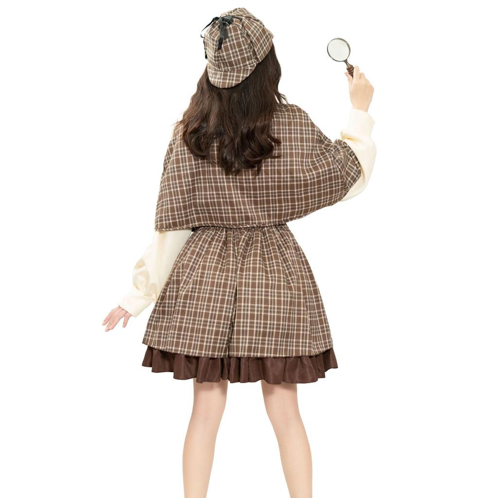 Cosplay Halloween Cosplay Sherlock Holmes Detektiv Eltern-Kind-Anzug, Spielparty Cosplay Kostümparty Damenbekleidung