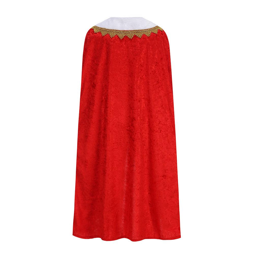 Children's Halloween & Christmas Red King Costume Cape with White Fur Trim